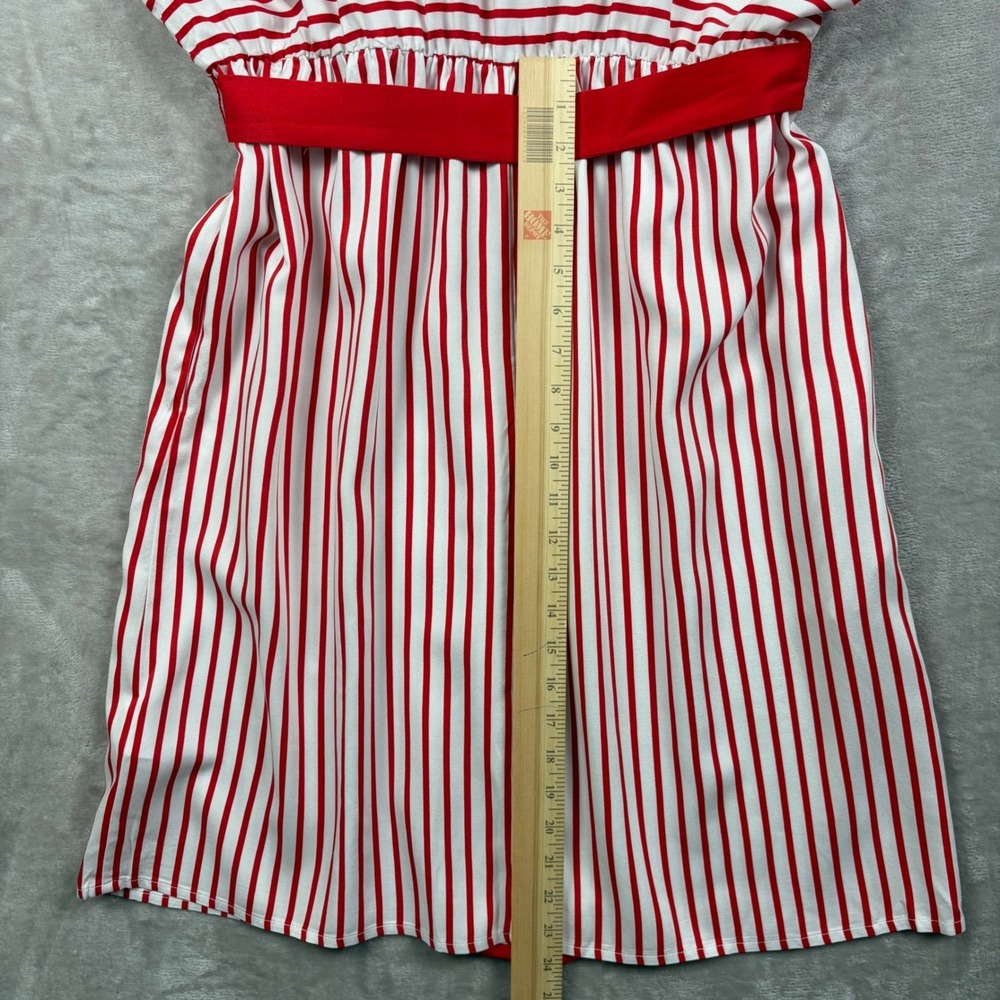 Hell Bunny Ahoy Dress XL UK 16 Red White Striped Nautical Retro Button Summer - Picture 10 of 14